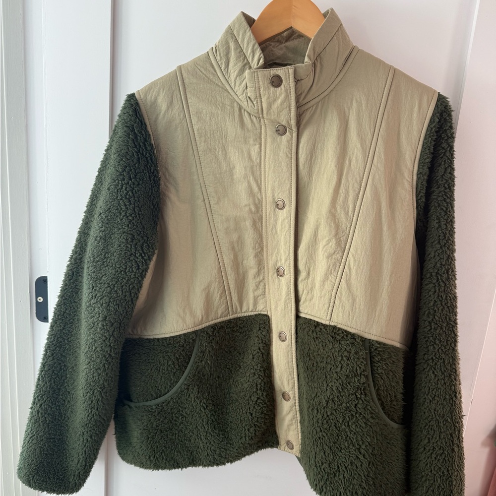 Green and khaki fleece